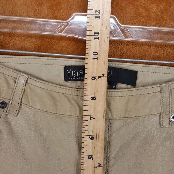 YIGAL AZROUEL Womens Pants Size 4 Tan Skinny 100% Leather Riding Equestrian - Picture 7 of 10